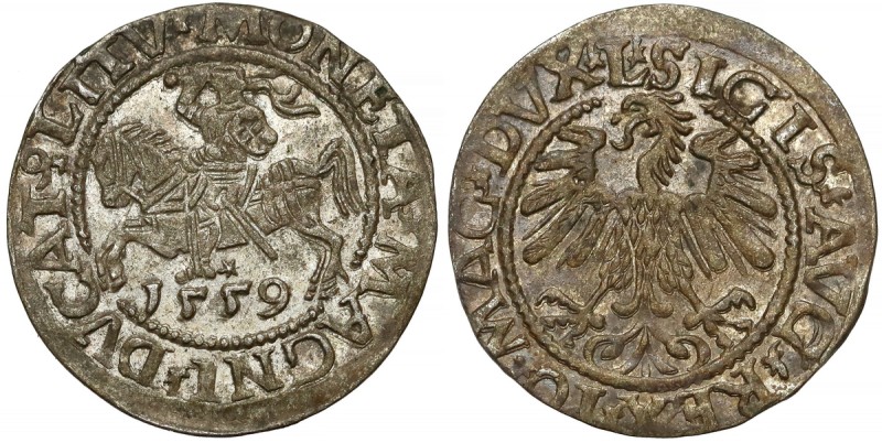 Zygmunt II August, Półgrosz Wilno 1559 - LITV Odmiana legendowa L / LITV. 
 
R...