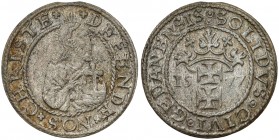 Oblężenie Gdańska, Szeląg Gdańsk 1577 - bardzo ładny Moneta w lekkiej patynie, z zachowanym srebrzenie. Bardzo ładny. 
 Najniższy nominał wśród oblęż...