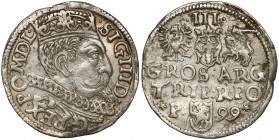 Zygmunt III Waza, Trojak Poznań 1599 Wariant z gwiazdkami u dołu rewersu po bokach litery P i 99. Reference: Iger P.99.1.c
Grade: XF- 

POLAND POLE...