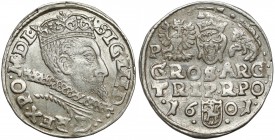 Zygmunt III Waza, Trojak Poznań 1601 - litera P Odmiana z literą P na lewo od Orła.
Reference: Iger P.01.2.a
Grade: XF 

POLAND POLEN Sigismund II...