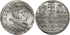 Zygmunt III Waza, Trojak Kraków 1601 - w prawo Nowy typ popiersia wprowadzony w tym roku, z mniejszą głową w prawo.
Reference: Iger K.01.2.b (R1)
Gr...