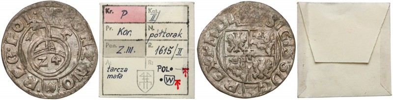 Zygmunt III Waza, Półtorak Bydgoszcz 1615 - SIGIS - ex. KAŁKOWSKI Rzadka odmiana...