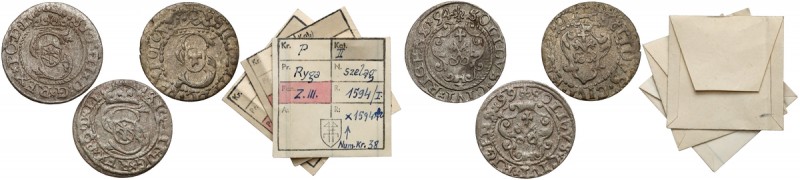 Zygmunt II Waza, Szelągi Ryga 1594-1610 (3szt) - ex. KAŁKOWSKI W zestawie kolejn...