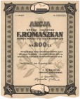 F. ROMASZKAN Fabryka Papieru w Wadowicach, Em.1, 200 zł 1927 Reference: IBAP - nienotowana, Koziorowski 419-1, Niegrzybowski XVI-A-8 

POLAND BONDS ...