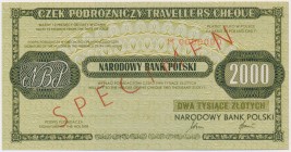 Czek podróżniczy NBP na 2.000 zł - SPECIMEN 
Grade: UNC 

POLAND BONDS SHARES HWP