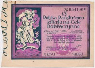 15-ta Polska Państwowa Loterja na Cele Dobroczynne, 1/2 losu 1929 Los o wymiarach 137 x 98 mm, opracowany w formie eksponatu filatelistycznego, na kar...