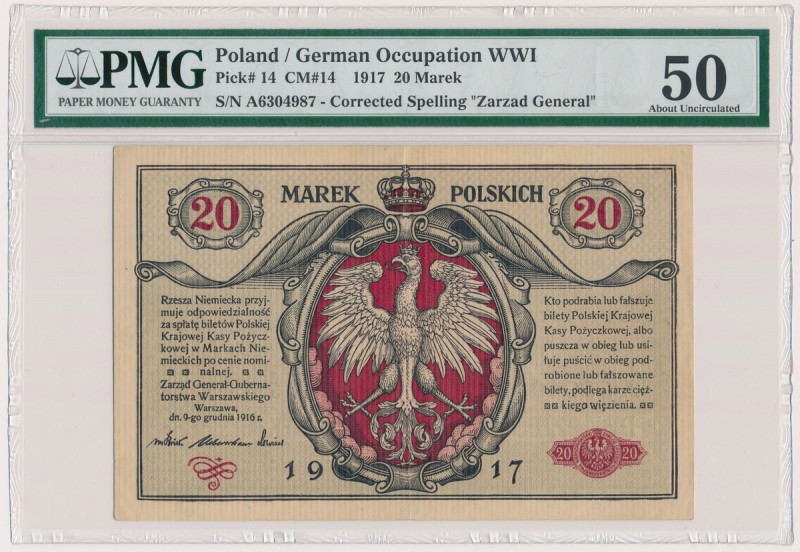 20 mkp 1916 Generał Reference: Miłczak 14
Grade: PMG 50 

POLAND POLEN POLAND...