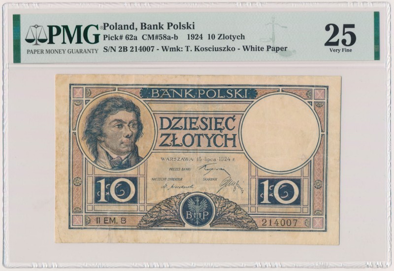 10 złotych 1924 - II EM. B Egzemplarz po czyszczeniu konserwatorskim. Prezencja ...