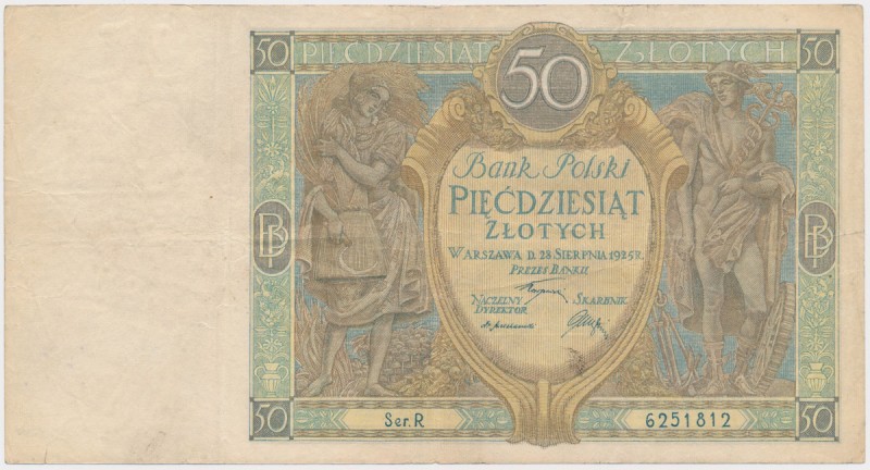 50 złotych 1925 - Ser.R - jednoliterowa Atrakcyjny ze względu na swoją naturalno...