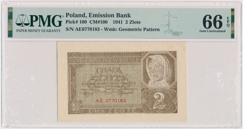 2 złote 1941 - AE Reference: Miłczak 100
Grade: PMG 66 EPQ 

POLAND POLEN