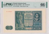 50 złotych 1941 - E Ostatnia seria emisja w pięknym stanie zachowania.&nbsp; Reference: Miłczak 102
Grade: PMG 66 EPQ 

POLAND POLEN