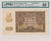 100 złotych 1940 - WZÓR - Ser.A 0000000 Naddarcia i uszczerbki na marginesach poprawione profesjonalnie przez konserwatora.&nbsp; Prezencja dobra. Gra...