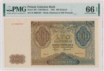 100 złotych 1941 - D Reference: Miłczak 103b
Grade: PMG 66 EPQ 

POLAND POLEN