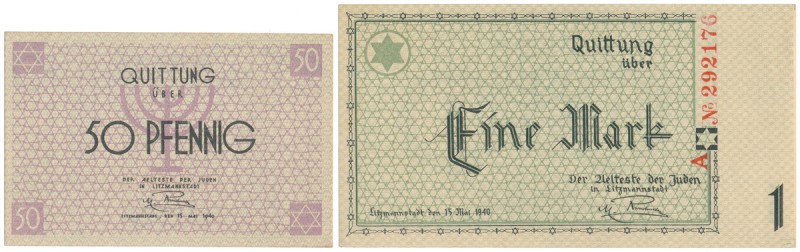 Getto 50 fenigów i 1 marka 1940 (2szt) Reference: Miłczak L1, L2b
Grade: UNC/1,...