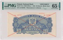 10 złotych 1944 ...owe - WZÓR - Ac Znakomity stan zachowania.&nbsp; Reference: Miłczak 115Wa
Grade: PMG 65 EPQ 

POLAND POLEN