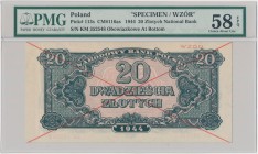 20 złotych 1944 ...owe - WZÓR - KM Pionowe złamanie, 1 cm od prawej krawędzi, poza tym bez uwag.&nbsp; Reference: Miłczak 116Wa
Grade: PMG 58 EPQ 
...