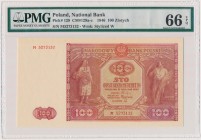 100 złotych 1946 - mała litera - M Okazowa sztuka idealnie zachowanej, obiegowej 100-złotówki 1946 roku. Znakomity egzemplarz.&nbsp; Reference: Miłcza...