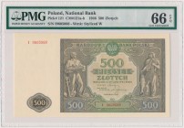 500 złotych 1946 - I Wspaniały, okazowy egzemplarz rzadkiego banknotu.&nbsp; Zdecydowanie polecamy.&nbsp; Reference: Miłczak 121a
Grade: PMG 66 EPQ ...