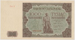 1.000 złotych 1947 - duża litera Lekkie złamanie pionowe centralnie i dwa ukośne ugięcia obok, przy czym jedno z nich częściowo przechodzi w złamanie....