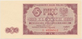 5 złotych 1948 - E Dwa delikatne z trudem zauważalne ugięcia pionowe, naturalny.&nbsp; Piękna prezencja.&nbsp; Reference: Miłczak 135a
Grade: XF+ 
...