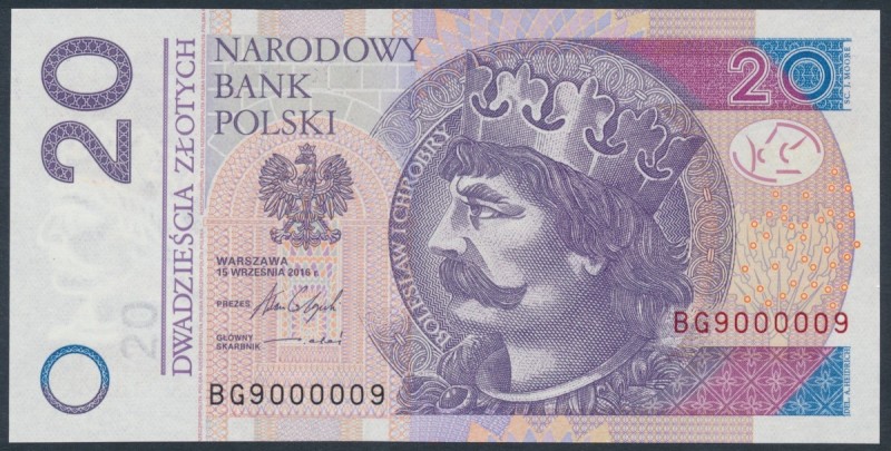 20 zł 2016 - BG 9000009 
Grade: UNC 

POLAND POLEN