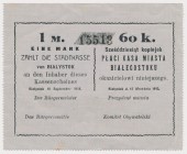 Białystok, 1 Mk = 60 kop 1915 - blankiet Reference: Podczaski R-028.A.3.g
Grade: AU 

POLAND POLEN GERMANY RUSSIA NOTGELDS