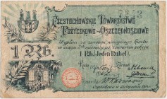 Częstochowa, Tow. Poż.-Oszczędnościowe, 1 rubel 1914 Reference: Podczaski R-050.A.4.c
Grade: VF 

POLAND POLEN GERMANY RUSSIA NOTGELDS