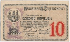 Częstochowa, 10 kopiejek 1916 - blankiet Reference: Podczaski R-051.B.3.f
Grade: VF+ 

POLAND POLEN GERMANY RUSSIA NOTGELDS