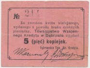 Dąbrowa, 5 kopiejek (1917) Reference: Podczaski R-071.1.a
Grade: F+ 

POLAND POLEN GERMANY RUSSIA NOTGELDS