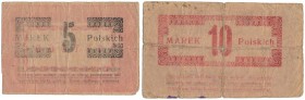 Gostyń, 5 i 10 marek 1919 (2szt) Reference: Podczaski P-037.D.1, P-037.D.2.a
Grade: VG 

POLAND POLEN GERMANY RUSSIA NOTGELDS