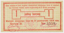 Jasło, 1 korona 1919 Reference: Podczaski G-116.2.b
Grade: UNC/AU 

POLAND POLEN GERMANY RUSSIA NOTGELDS
