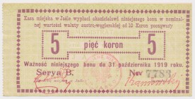 Jasło, 5 koron 1919 Reference: Podczaski G-116.4.b
Grade: AU 

POLAND POLEN GERMANY RUSSIA NOTGELDS