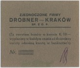 Kraków, Zjednoczone Firmy Drobner, 1 korona (1919) Reference: Podczaski G-187.2.b
Grade: UNC/AU 

POLAND POLEN GERMANY RUSSIA NOTGELDS