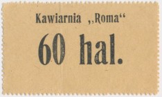 Lwów, Kawiarnia ROMA, 60 halerzy (1919) Reference: Podczaski G-212.5.c
Grade: XF 

POLAND POLEN GERMANY RUSSIA NOTGELDS