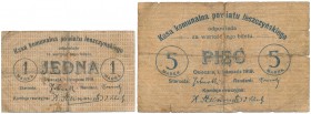 Osieczna powiat Leszczyński, 1 i 5 marek 1919 (2szt) Reference: Podczaski P-124.1, P-124.2
Grade: 5, 5+ 

POLAND POLEN GERMANY RUSSIA NOTGELDS