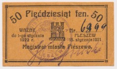 Pleszew, 50 fenigów 1921 Reference: Podczaski P-134.B.B3.2.b
Grade: AU 

POLAND POLEN GERMANY RUSSIA NOTGELDS