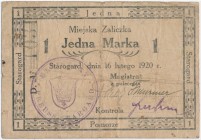 Starogard, 1 marka 1920 - D Reference: Podczaski W-042.C.1.a
Grade: F 

POLAND POLEN GERMANY RUSSIA NOTGELDS