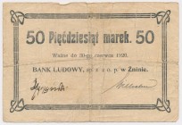 Żnin, Bank Ludowy, 50 marek (w.d. 30 czerwca 1920) - ODWROTKA Reference: Podczaski P-248.B.3.a
Grade: VG+ 

POLAND POLEN GERMANY RUSSIA NOTGELDS