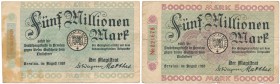 Breslau (Wrocław), 5 mln mk 1923 - różne odmiany (2szt) Reference: Keller 602.c, 602.d
Grade: F 

POLAND POLEN GERMANY RUSSIA NOTGELDS