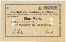 Elbing (Elbląg), 1 mk 1914 Reference: Diessner 91.1
Grade: AU 

POLAND POLEN GERMANY RUSSIA NOTGELDS