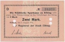Elbing (Elbląg), 2 mk 1914 Reference: Diessner 91.2
Grade: UNC 

POLAND POLEN GERMANY RUSSIA NOTGELDS