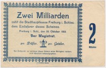 Freiburg (Świebodzice), 2 mld mk 1923 Reference: Keller 1593.b
Grade: VF- 

POLAND POLEN GERMANY RUSSIA NOTGELDS