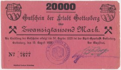 Gottesberg (Boguszów-Gorce), 20.000 mk 1923 Reference: Keller 1861.e
Grade: F+ 

POLAND POLEN GERMANY RUSSIA NOTGELDS