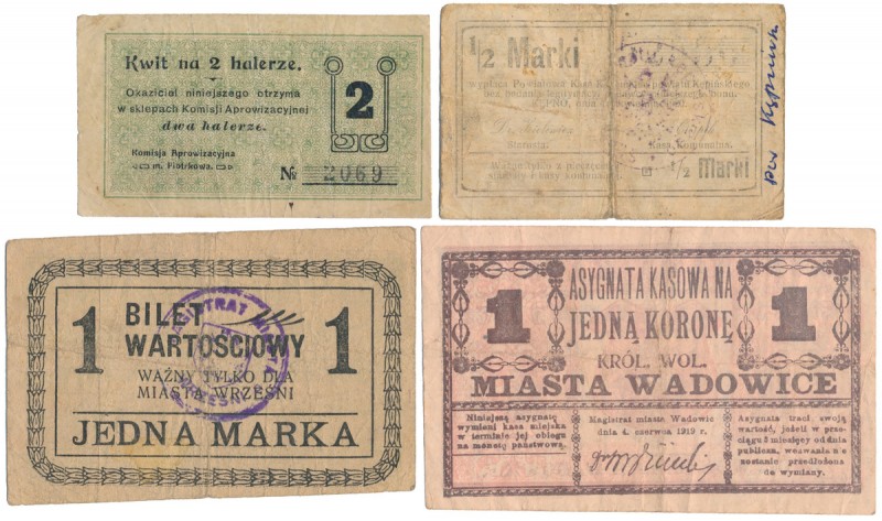 Kępno, Piotrków, Wadowice, Września, Zestaw notgeldów 1919-1920 (4szt) 
Grade: ...