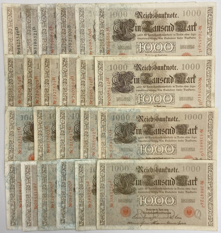 Germany, 1.000 Mark 1910 - set of 24 pcs Banknoty o dobrej prezencji, wszystkie ...