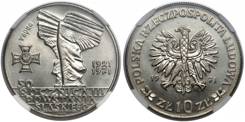 Próba NIKIEL 10 złotych 1971 Powstanie Śląskie - pomnik Reference: Parchimowicz ...