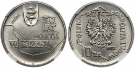 Próba NIKIEL 10 złotych 1972 Port w Gdyni - tło bez desenia Reference: Parchimowicz P 280.a
Grade: NGC MS66 

POLAND POLEN