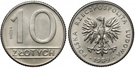 Próba NIKIEL 10 złotych 1989 - stempel zwykły Reference: Parchimowicz P.288.a
Grade: AU 

POLAND POLEN