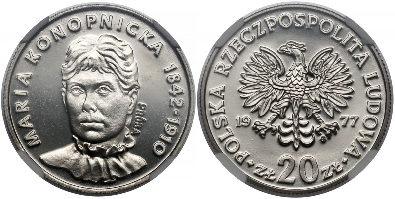 Próba NIKIEL 20 złotych 1977 Maria Konopnicka Reference: Parchimowicz P 308.a
G...