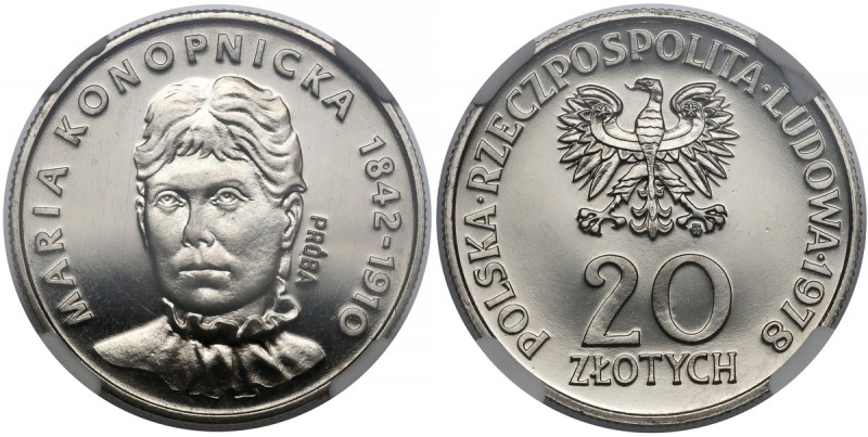 Próba NIKIEL 20 złotych 1978 Maria Konopnicka Reference: Parchimowicz P 309.a
G...